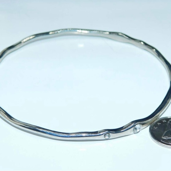 Silver Bangle Bracelet with Rhinestones- New - Picture 4 of 4